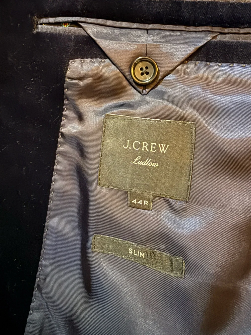J. Crew Navy Velvet Single-Button Blazer